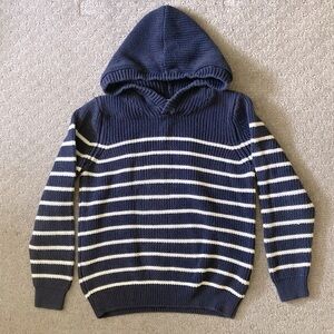 HANNA ANDERSSON navy stripe hooded sweater, 130 (US 8).